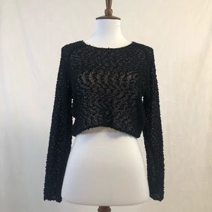 H&M Divided Black Knit Cropped Sweater